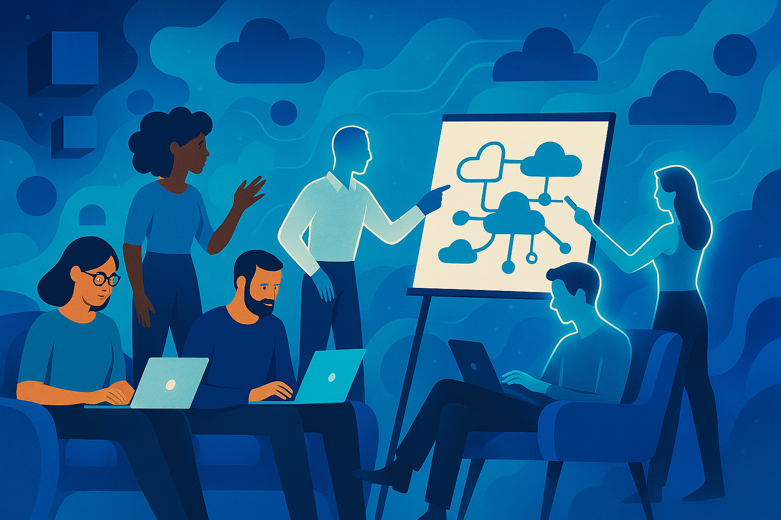 Equipo de Creativia trabajando con tecnologías Microsoft